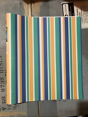 Striped Softcover binder - Teal, Blue & Yellow